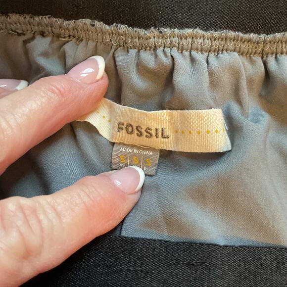 Fossil Black Milti Color Semi Sheer Lined Elastic Waist Mini Skirt S - Picture 5 of 8